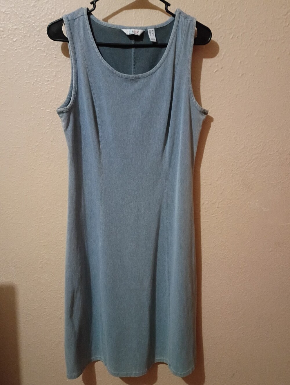 Denim & Company Size XS Light Blue Sleeveless Midi Denim Dress